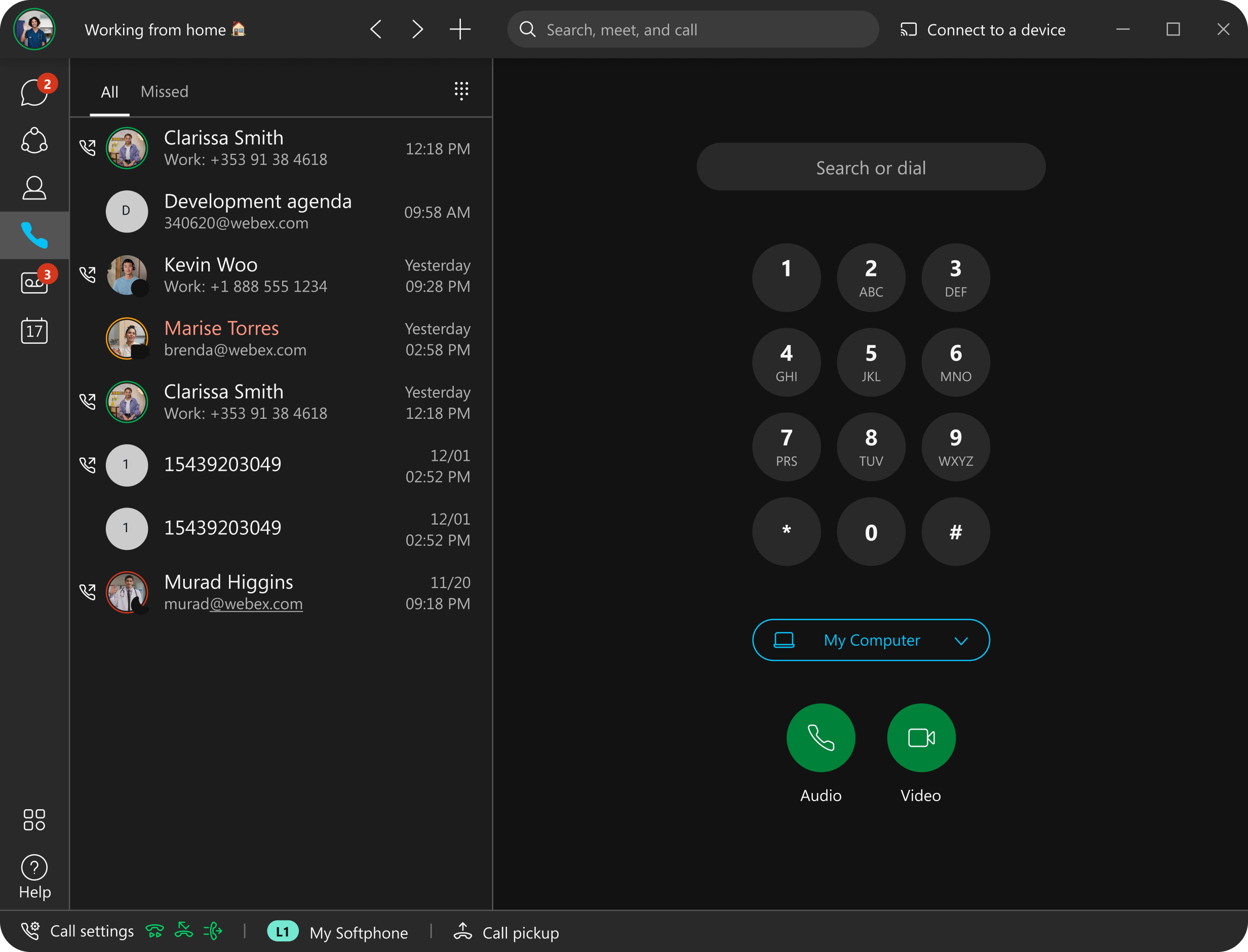 iPad with Webex dialer displayed