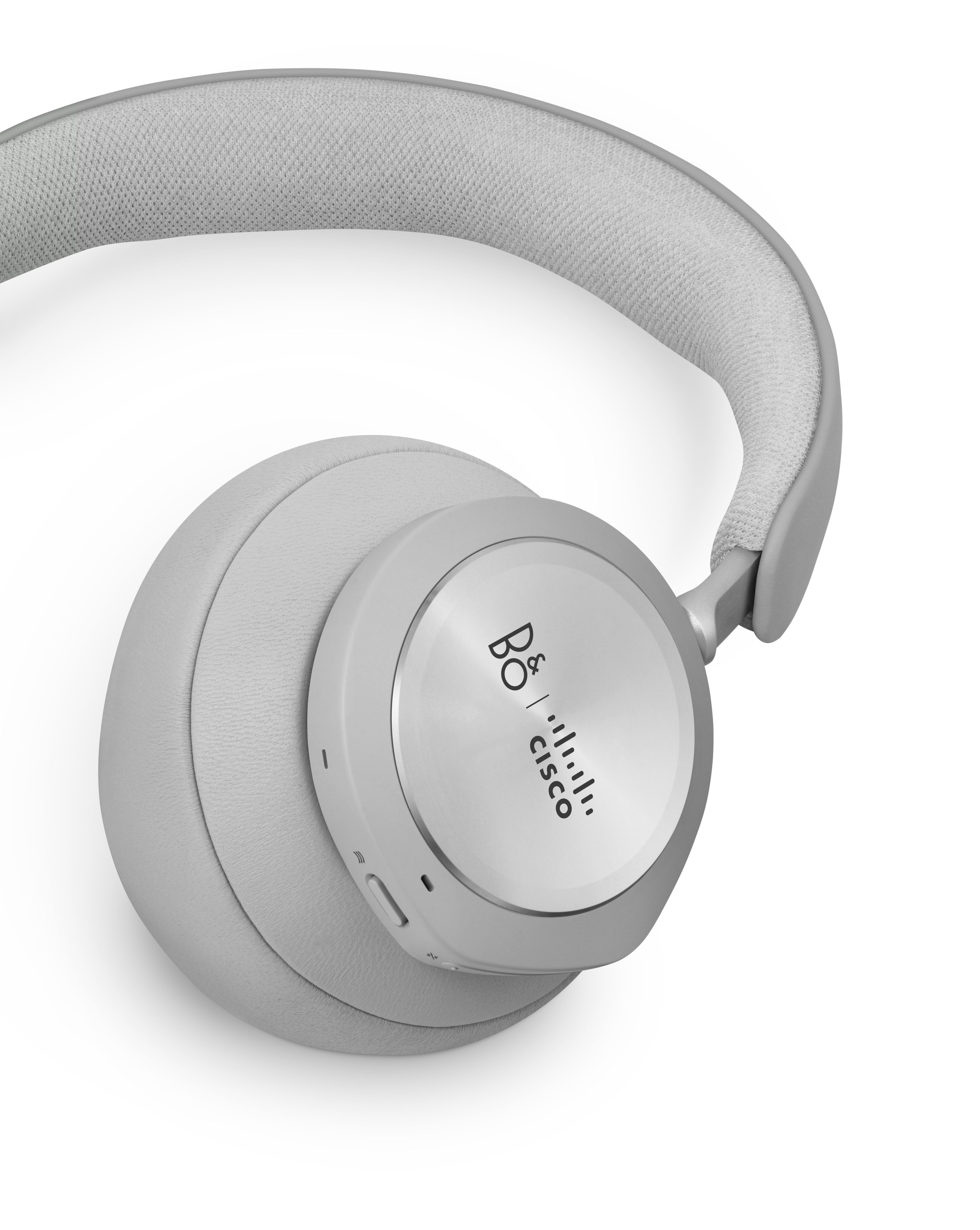 The Bang & Olufsen Cisco 980 headset. The Bang & Olufsen and Cisco logos are visible on the outside of the ear cup.